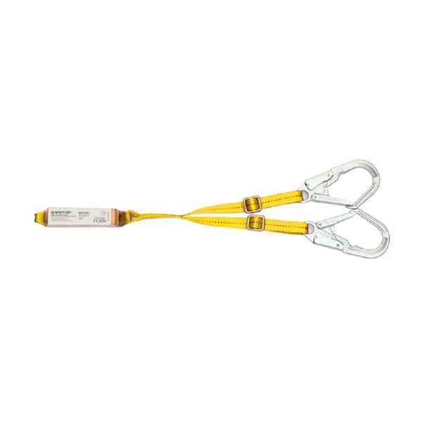 Doble cinta con absorbedor energia y mosquetones regulable 1,5-2 m.
